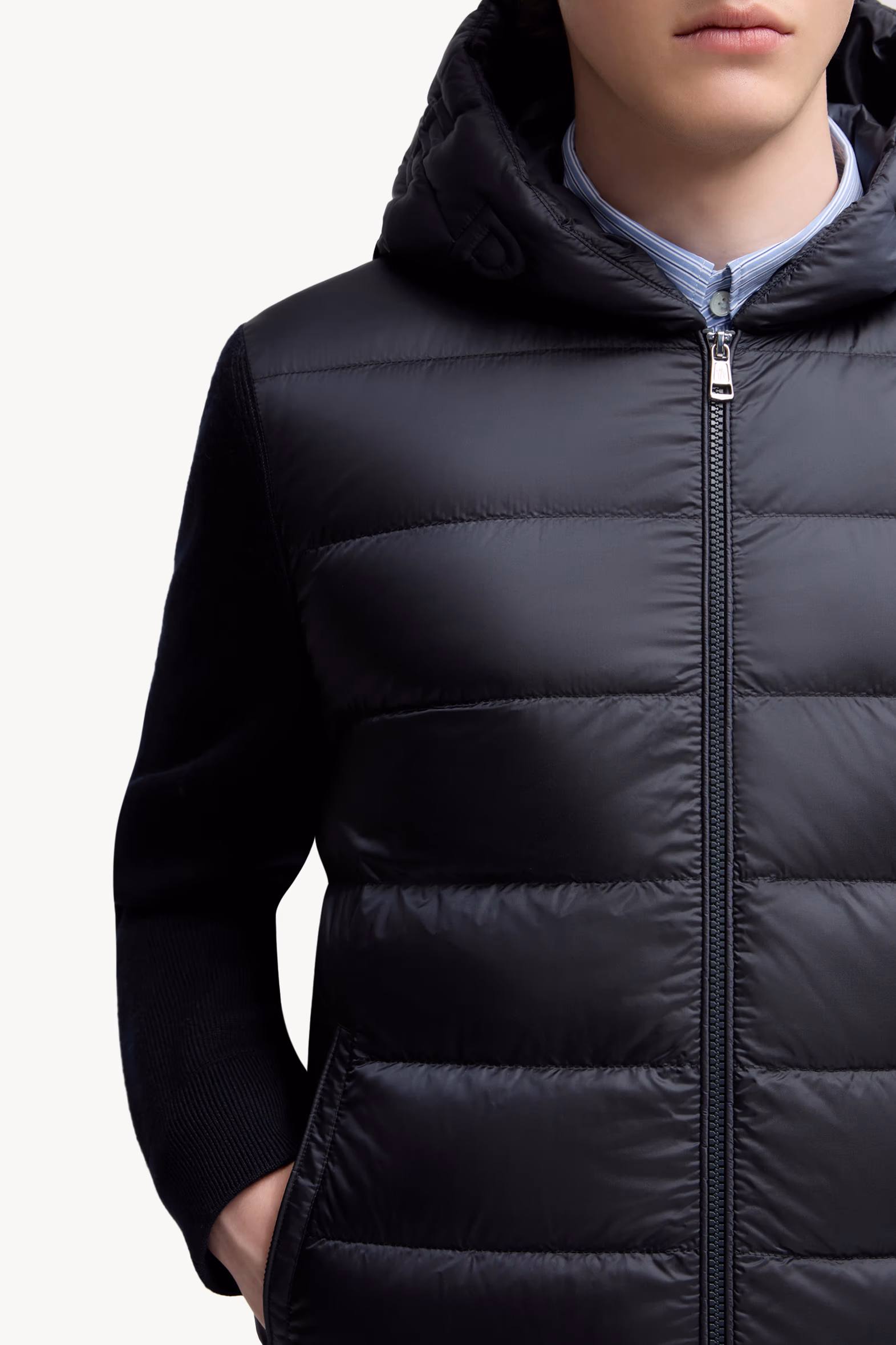 Padded Wool Zip-Up Hoodie Men Blue Moncler 6